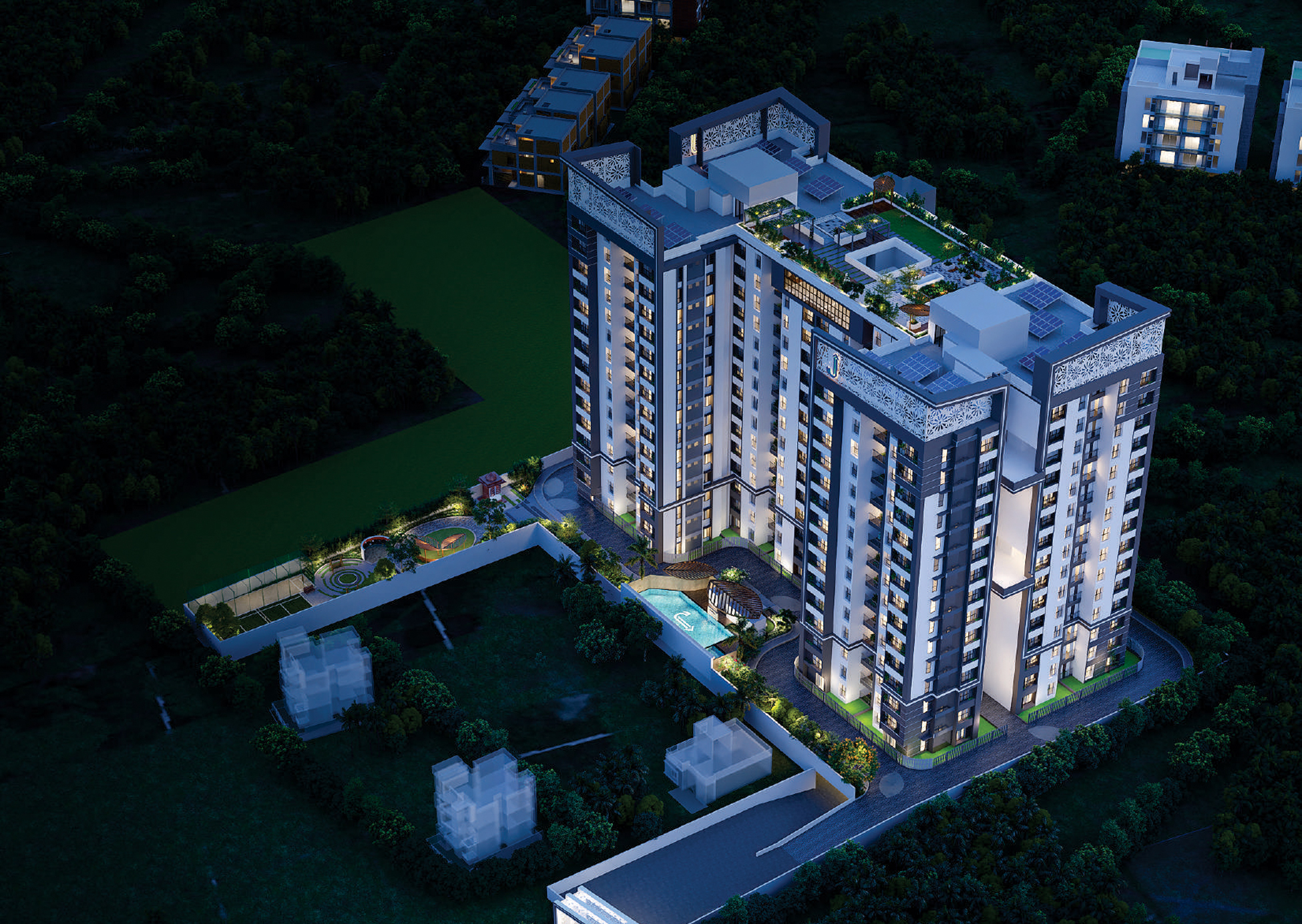 Exterior view of Jhamtani Ace aster &mdash; photo gallery, images, brochure, amenities, cost sheet, price breakup, availability details, RERA number, RERA certificate, possession date, layout plan, logo, floor plan, master plan, and location map showcasing project highlights and features.